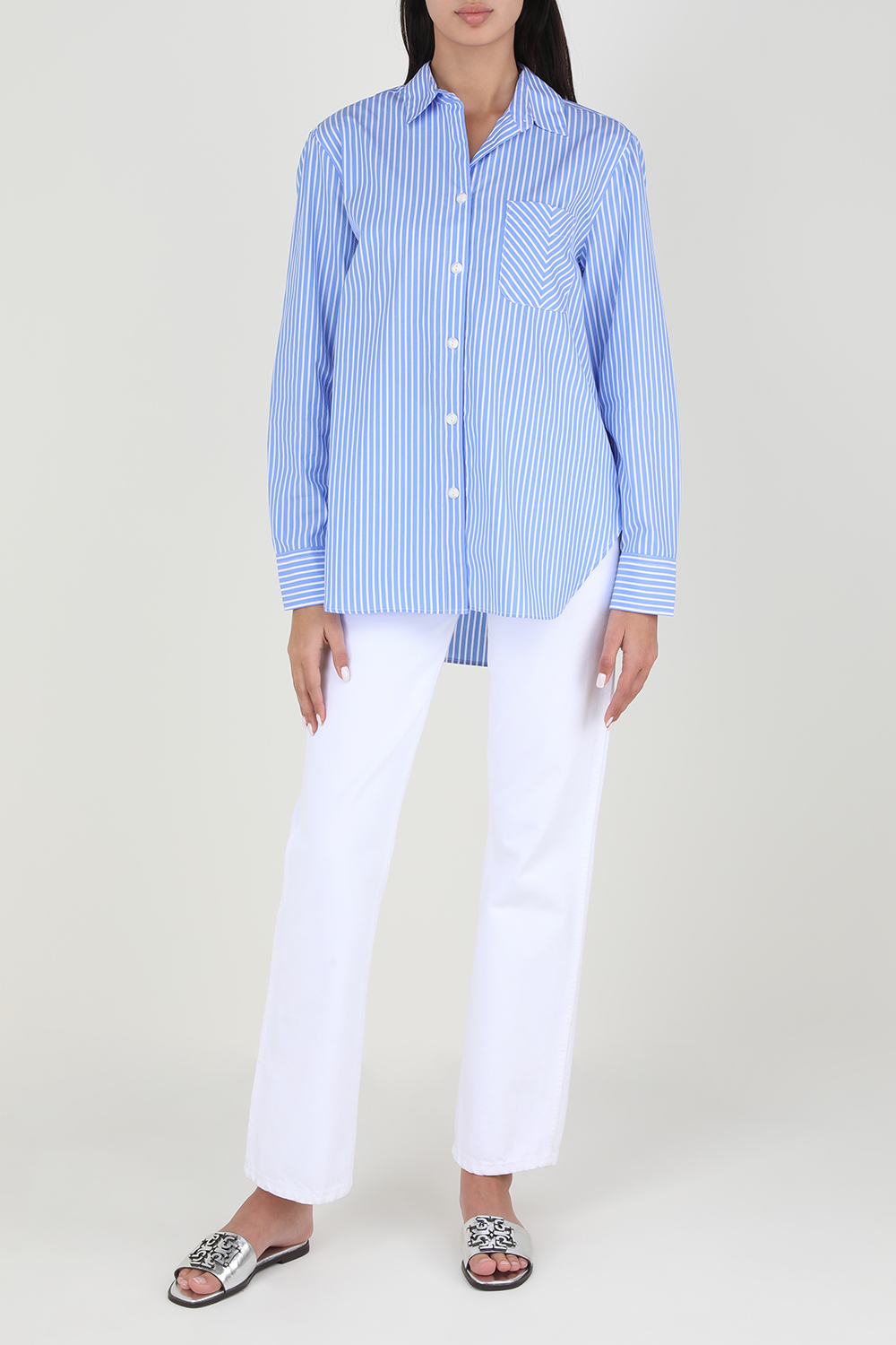 חולצת כפתורים ארוכה עם פסים